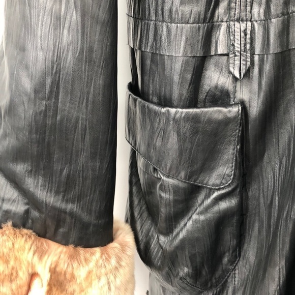 A. ECAW French Design Leather/Fur Coat Jacket Size Medium - Picture 17 of 17